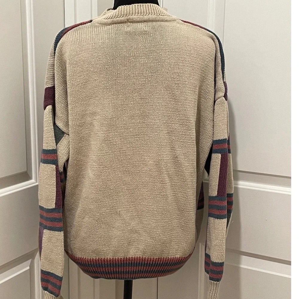 Structure Mens Geometric Pattern Knit Sweater Long Sleeve Size L